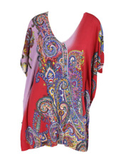 ETRO Multicolor Paisley Silk Knit Short Sleeve V-Neck Tunic Top S picture
