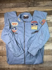 Vintage NASA US Space Camp Uniform Flight Suit Coveralls Mens 50 Blue Made USA picture