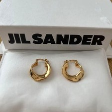 JIL SANDER Twist Hoop Earrings Gold Tone Made in Italy picture