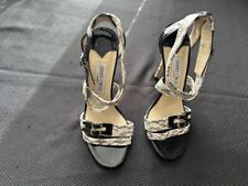 Jimmy Choo Strappy Snake Skin/patent Leather Heels Sz 38 Eu/7.5 US picture