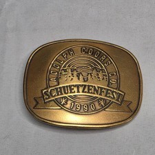 Adolph Coors Co Schuetzenfest 1990 Belt Buckle Solid Brass 204/400 USA Vintage picture