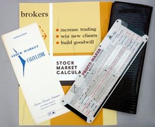 NOS Vintage Slide Rule Stock Market Calculator / Instructions, Case & Promo GIFT picture