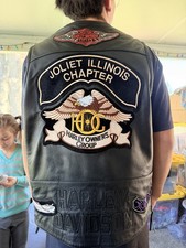 Harley Davidson Genuine Leather Vest Men’s L HOG Joliet Illinois Chapter Patches picture