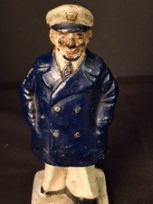 Rare Antique Cast Iron Sea Captain Doorstop 1930s Hubley Littco Bridge Officer picture
