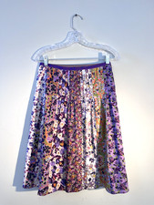 Etro Floral Cotton Poplin Skirt Purple Piping IT42 30W picture