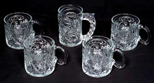 Lot 5 Vtg 1995 McDonalds BATMAN FOREVER 3D Glass Mugs Set w 4 Riddlers, 1 Batman picture