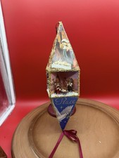 Vintage Handcrafted 4 Sided Diamond Shaped Diorama Christmas Ornament picture