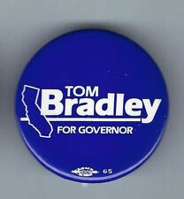 Tom Bradley California (D) Governor nominee 1982 Black political pin button picture