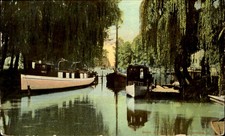 Cleveland Ohio OH ~ boats on a river ~ unable to read card title ~ mailed 1911 picture