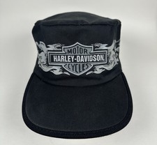 VTG 80s Harley Davidson Biker Painter Cap Hat Flames 1987 USA Made Black picture