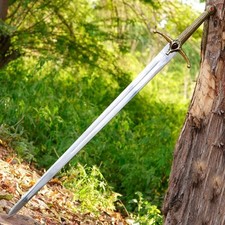 Handcrafted Medieval Longsword Decorative Steel Blade Prop Gemmed Guard Display picture