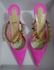 Christian Louboutin Pink Suede Planet Choc 80MM 38.5 Worn Once picture