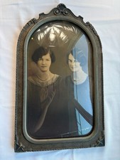 Antique Victorian Photo & Bubble Glass Dome Frame Wood Large 22.5x13.5 picture
