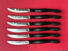 Six rare jet black Thomas Lamb Cutco Table knives No. 1759, the 