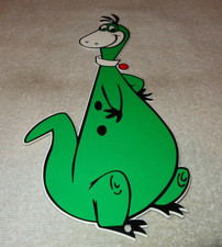 VINTAGE SINCLAIR DINO THE DINOSAUR FLINTSTONES 1' METAL ENAMEL GASOLINE OIL SIGN picture