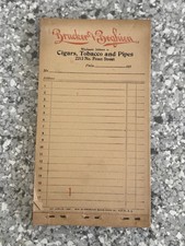 Antique Tobacconist Reciept For Store Unused Brucker & Boghien Pipes Cigars 1910 picture