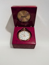 Bulova B2662 Ashton BNSF Railway Pocket Watch Desk Clock Mahogany Box picture
