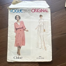 Vogue Paris Original 1951 Chloé Women's Dress & Blouse Sewing Vintage SZ 10 picture