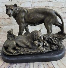 Real Bronze Metal Statue on Marble Base Big Cat Male Tiger King Sculpture Statue picture