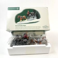 Dept 56 Red Lion Pub Beer Wagon Dickens Village Accessory Figure Bar Kegs Horse picture
