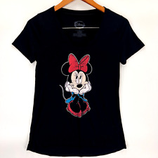 Disney Women's Casual Black Short Sleeve Graphic Minnie Mouse T-Shirt Size Small picture