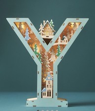 NEW ANTHROPOLOGIE MONOGRAM WONDERLAND SCENE  LETTER Y XMAS HOLIDAY BATTERY LIGHT picture