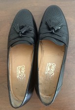 Salvatore Ferragamo Black Leather Tassel Brogue Loafers Men's Size 8D Vintage picture