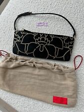 CL1 VALENTINO GOLD STUDDED BLACK SATIN CLUTCH BAG picture