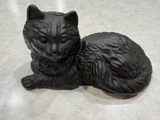 Vintage CAST IRON BLACK CAT DOOR STOP HEAVY UNIQUE picture