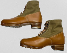 WWII GERMAN M31 AFRIKA KORP DESERT COMBAT FIELD LEATHER WEB LOW BOOTS picture