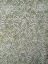 Vintage Nubby Texture Pinch Pleated Curtain Drape Retro Green Yellow White MCM picture
