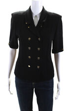 St. John Collection Womens Double Breasted Collared Santana Knit Jacket Black 4 picture