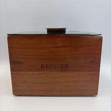 Magnolia Hearth And Hand Recipe Wooden Box Brass Top Heavy Made In India picture