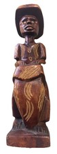 Vintage Hand-carved Wooden Haitian Folk Art Figurine of A Man Playing A Drum 10” picture