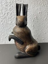 Unique Hand Carved Wood Bunny Rabbit With Hidden Compartment/Stash Spot 8.5” picture