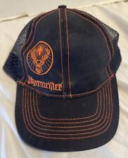 Jagermeister Black Trucker Mesh Back Hat Orange Logo Adjustable Snapback picture