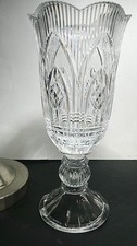 Vintage  England Crystal Hurricane Urn Vases Large  14 inches 6.9 lbs (2) picture