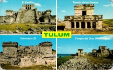Tulum Mexico Maya Ruins El Castillo Temple Frescos Vintage Postcard picture