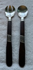 Kenneth Begay White Hogan KB Sterling Salad Tongs Serving Pieces Ironwood picture