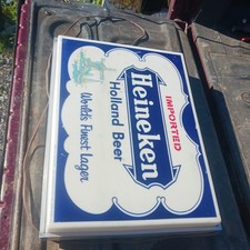 Vintage Early Heineken Import Lighted Beer Sign Hard To Find 20x15 picture