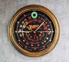 Old Antique Style Zenith Black Dial Wall Clock - Vintage Wood Tube Radio Style picture