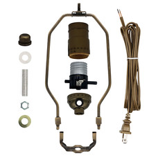 Antique Brass Make-A-Lamp Kit With All Parts & Instructions for DIY Lamp Repair picture
