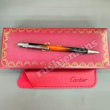 CARTIER Ombre Ballpoint Pen Black to Amber Finish Silver Trim w/ Box & Refill picture
