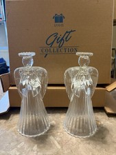 Vintage 1992 Avon Glowing Angel 24% Lead Crystal Candlesticks picture