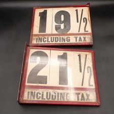 2x Antique Visible Gas Pump Pricer Sign Double Sided Glass Original - 1930s picture