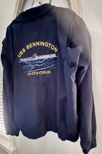 Vintage USS Bennington CVS-20 Windbreaker Jacket US Navy Aircraft Carrier Blue picture