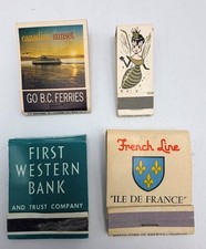 4 Vintage Advertising Matchbooks French Line BC Ferries First Western Bank picture