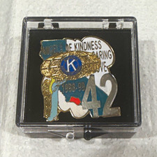Key Club 1948-49 Pin & 42 Pinback Lapel Pin Lot w/ Display Card picture
