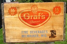 Vintage Graf's Premium Fine Beverages Milwaukee WI Wood Soda Crate Ship Box Old picture