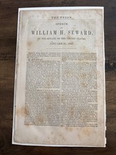1861 William H. Seward The Union Speech Secession Civil War Senate Pamphlet picture
